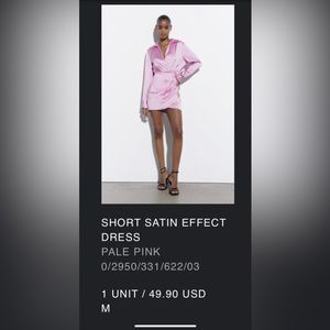 NWT Zara Short Satin Dress